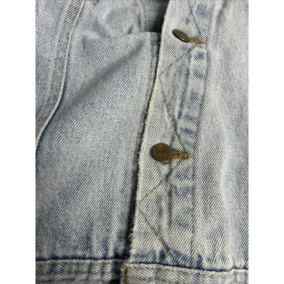 VTG 80’s Lee Riders Light Wash Blue Denim Button Up Jean Jacket USA Men’s L